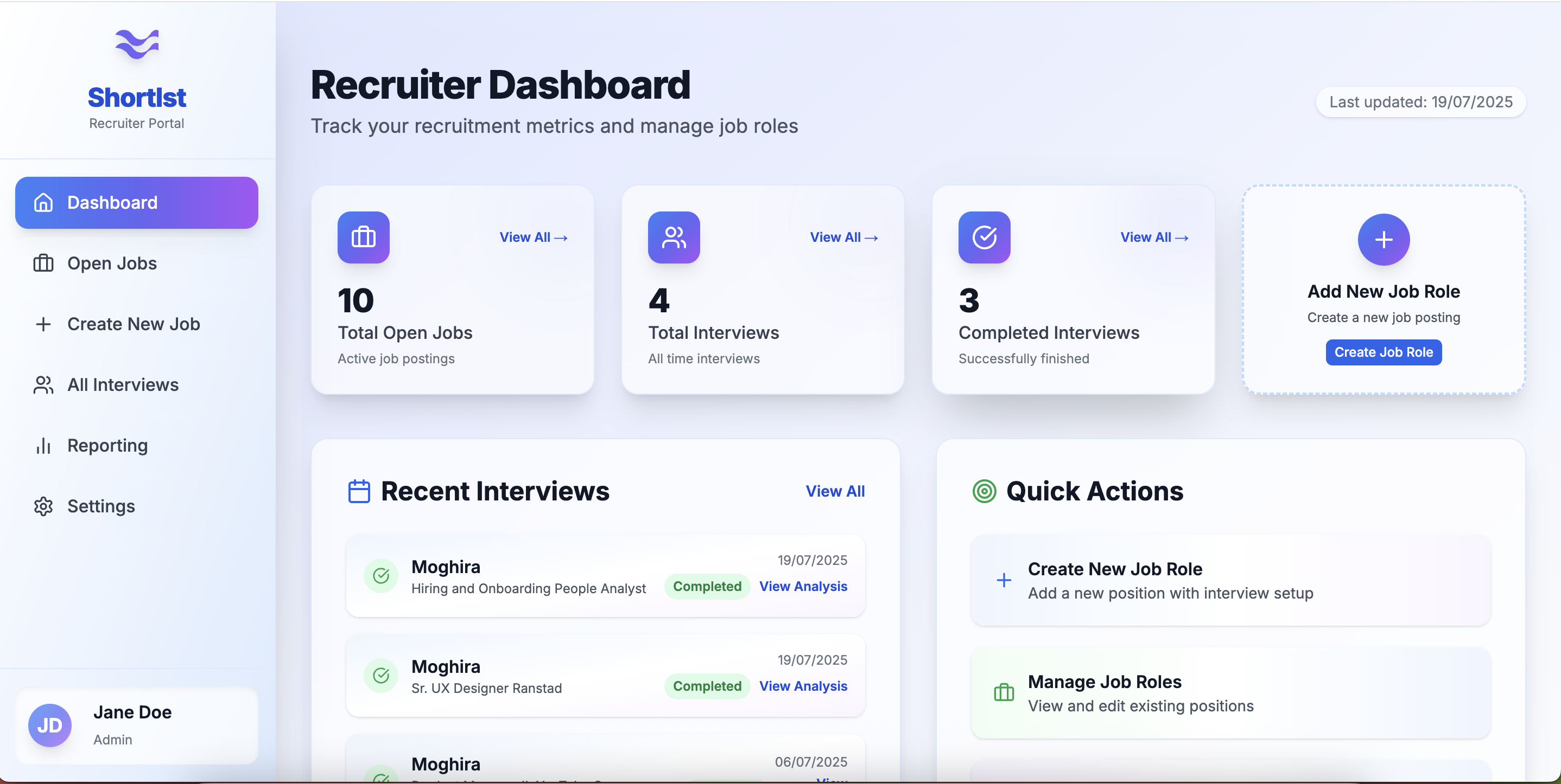Product dashboard